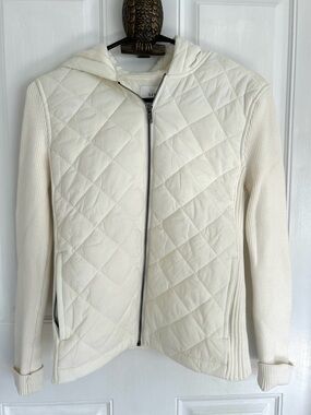 Liverpool Women’s Cream Quilted Hooded Zip Jacket